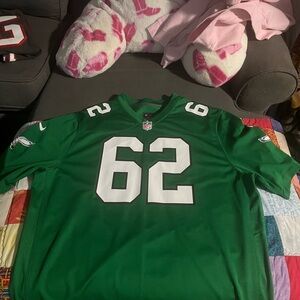 Eagles Kelly Green Football Jersey with Number 62- Jason Kelce
